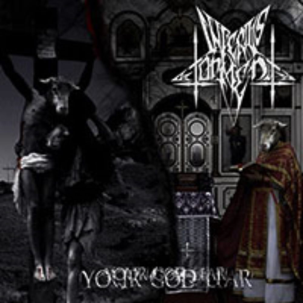 Front cover of "Your God Liar" by Inferius Torment available at Darkwoods Webstore