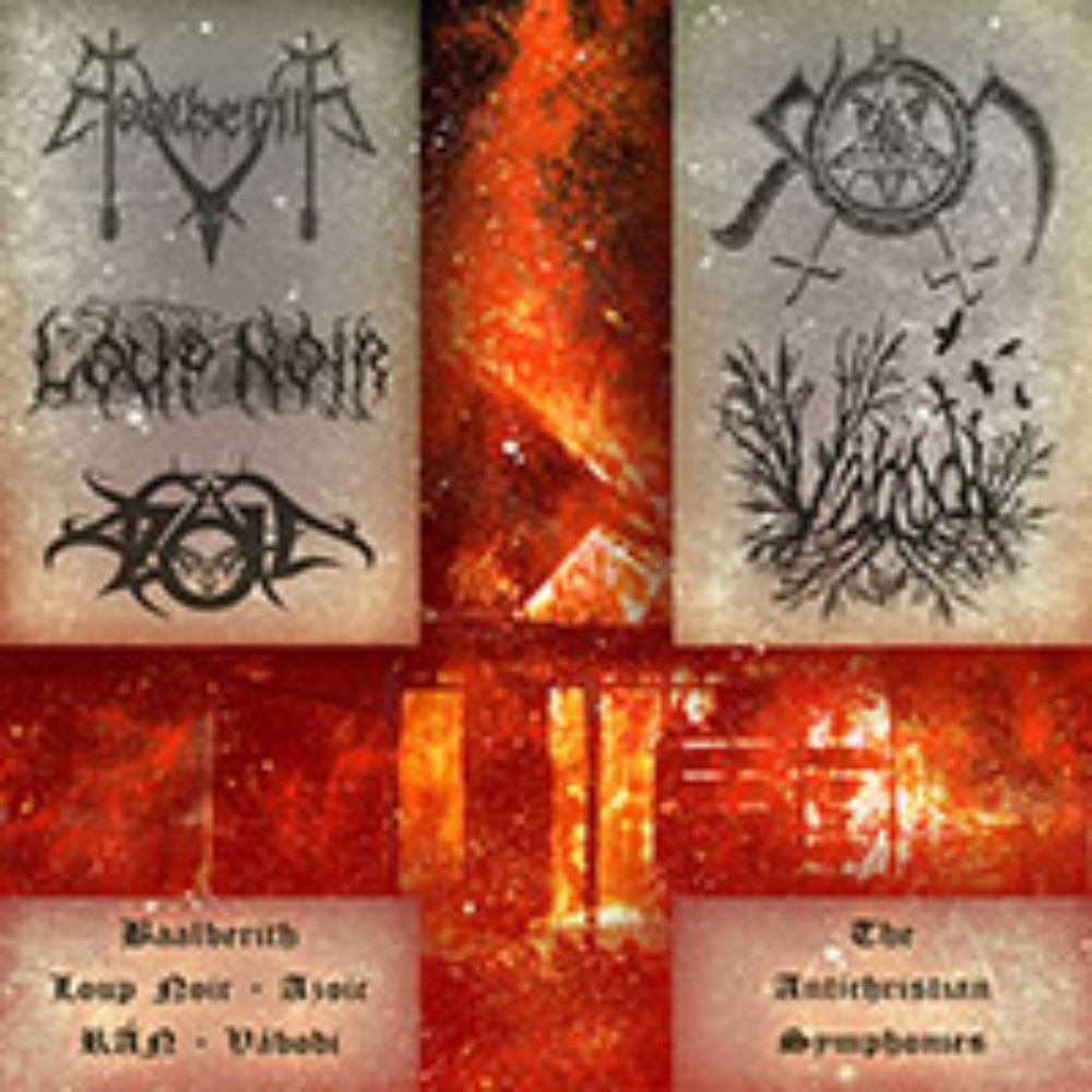 Front cover of "The Antichristian Symphonies" by Baalberith / Loup Noir / Azoic / RÁN / Váboði available at Darkwoods Webstore