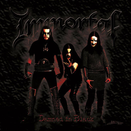 Front cover of "Damned in Black" by Immortal available at Darkwoods Webstore
