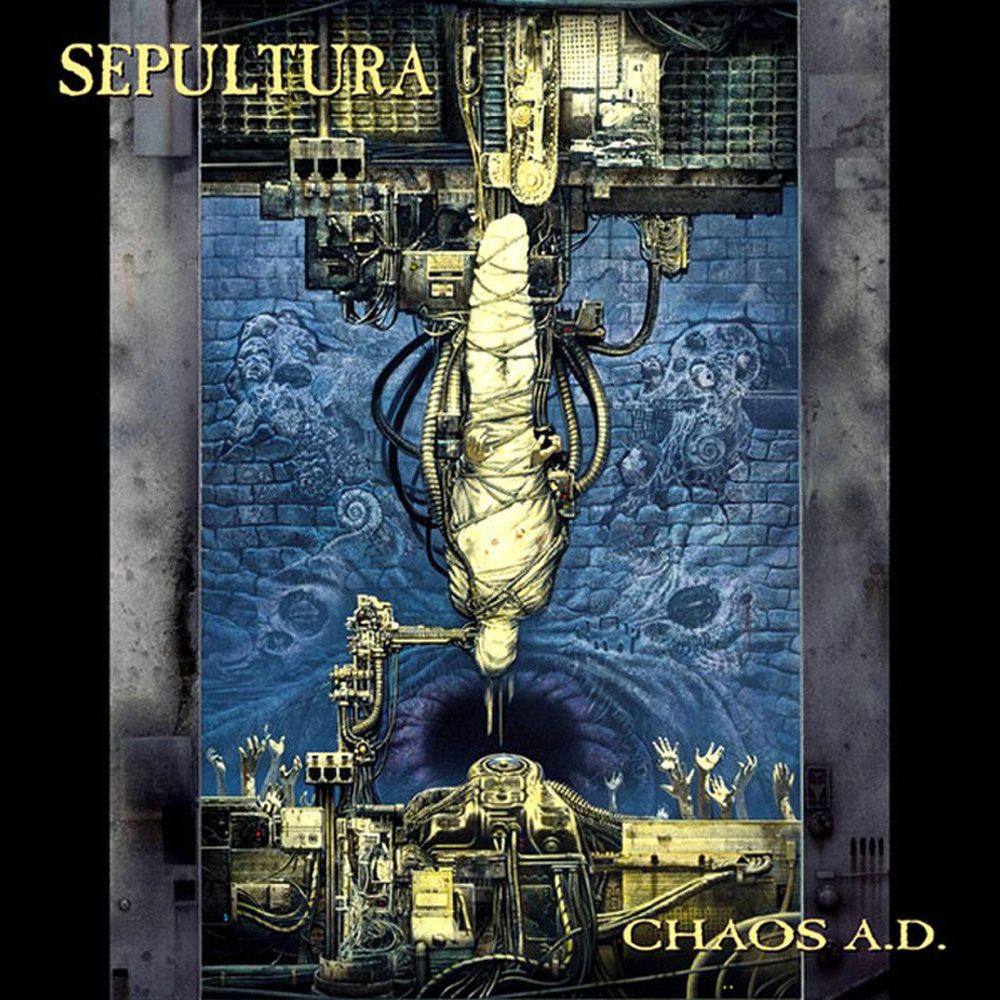 Front cover of "Chaos A.D." by Sepultura available at Darkwoods Webstore