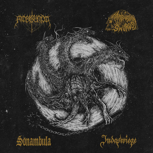 Front cover of "Tetrarchia Ex Bestia" by Judaswiege / Moribundo / Sönambula / Barbarian Swords available at Darkwoods Webstore