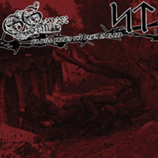 Front cover of "We will Drown the Dawn in Blood" by Severe Storm / Slavecrushing Tyrant available at Darkwoods Webstore