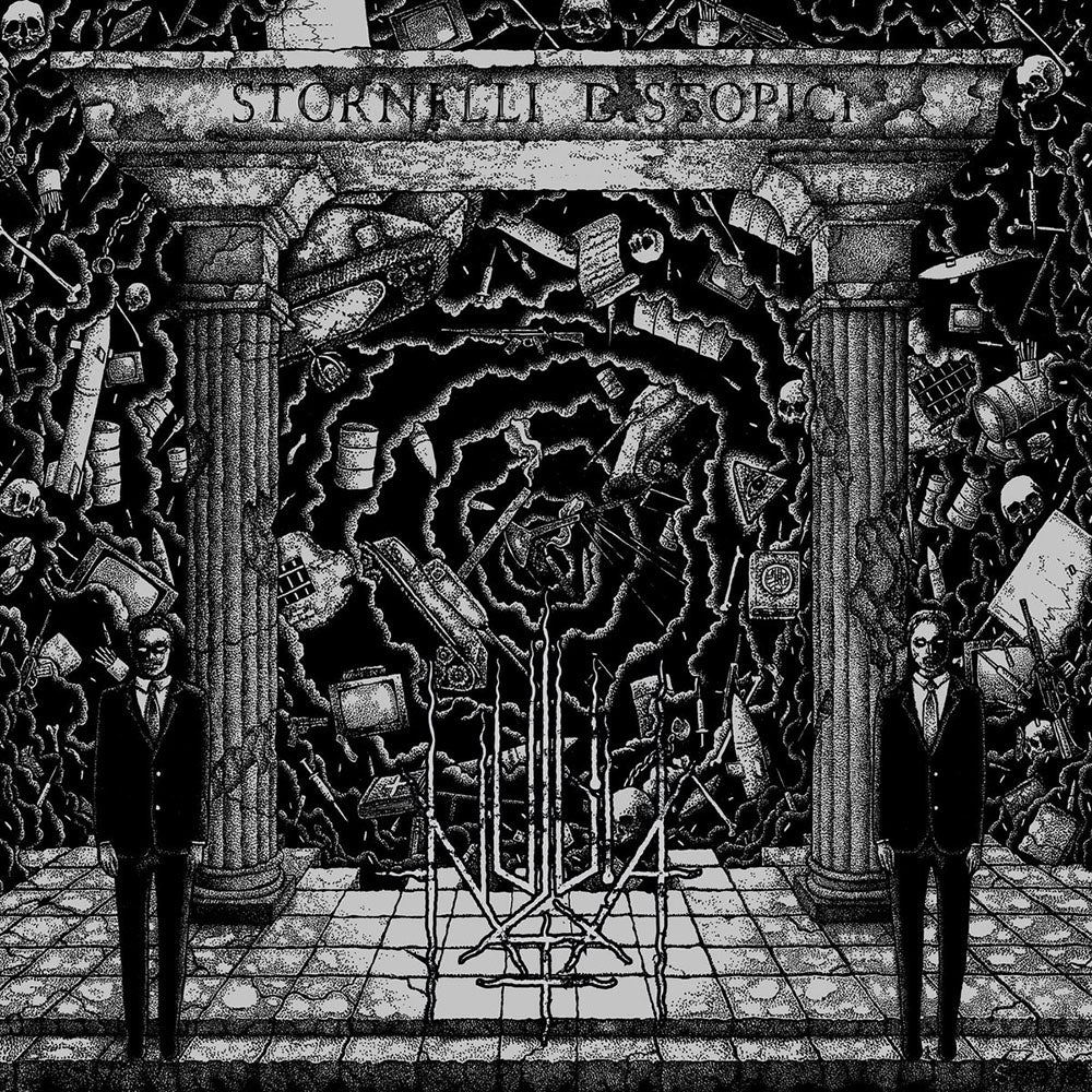 Front cover of "Stornelli Distopici" by Nulla+ available at Darkwoods Webstore