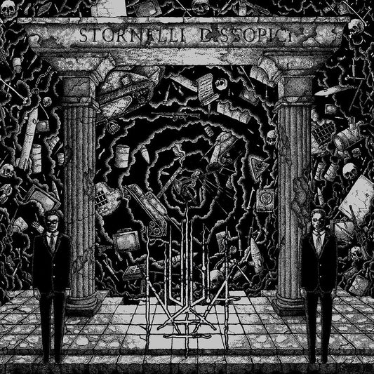 Front cover of "Stornelli Distopici" by Nulla+ available at Darkwoods Webstore